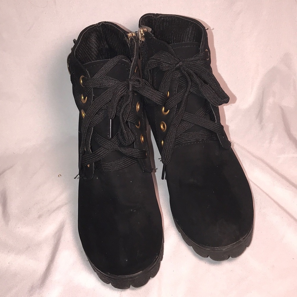 Black velvet ankle boots